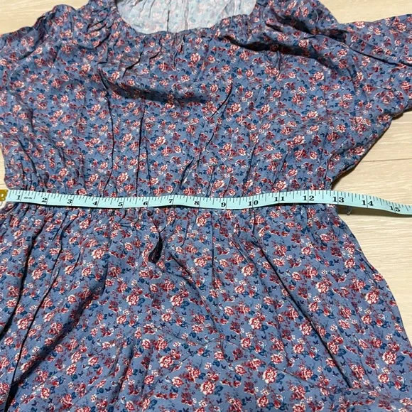 3/$10 La Beca Girls Blue and Pink Floral Long Sleeve Midi Dress - Picture 6 of 9